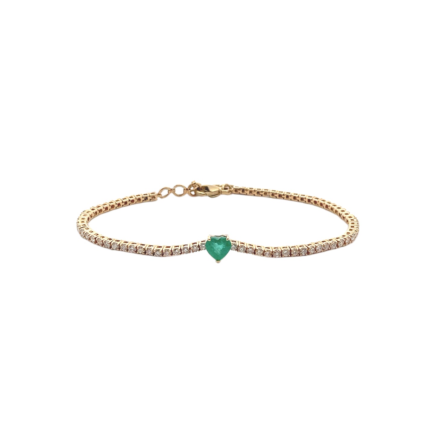 Pulsera de diamantes con corazón de esmeralda