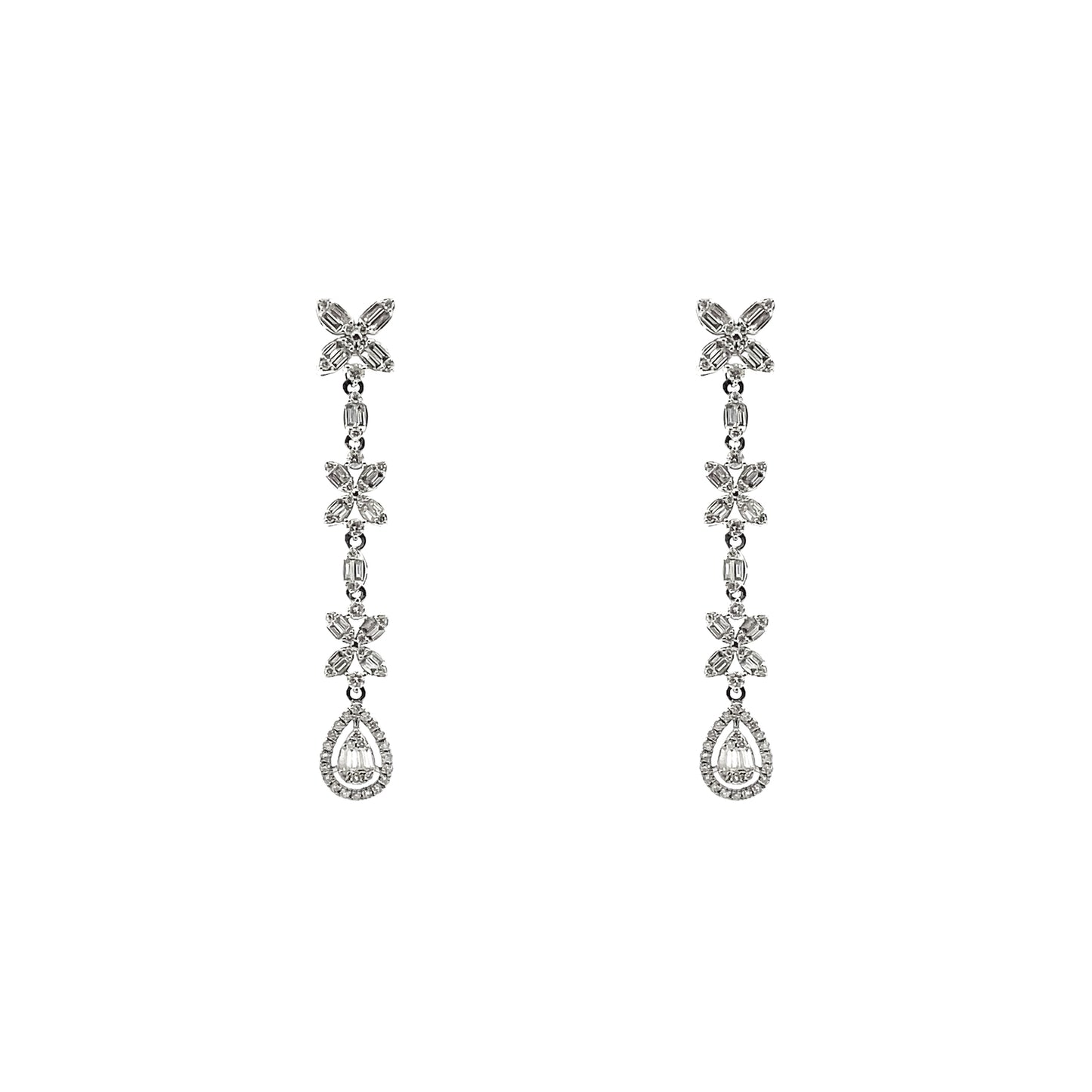 Aretes largos como flor
