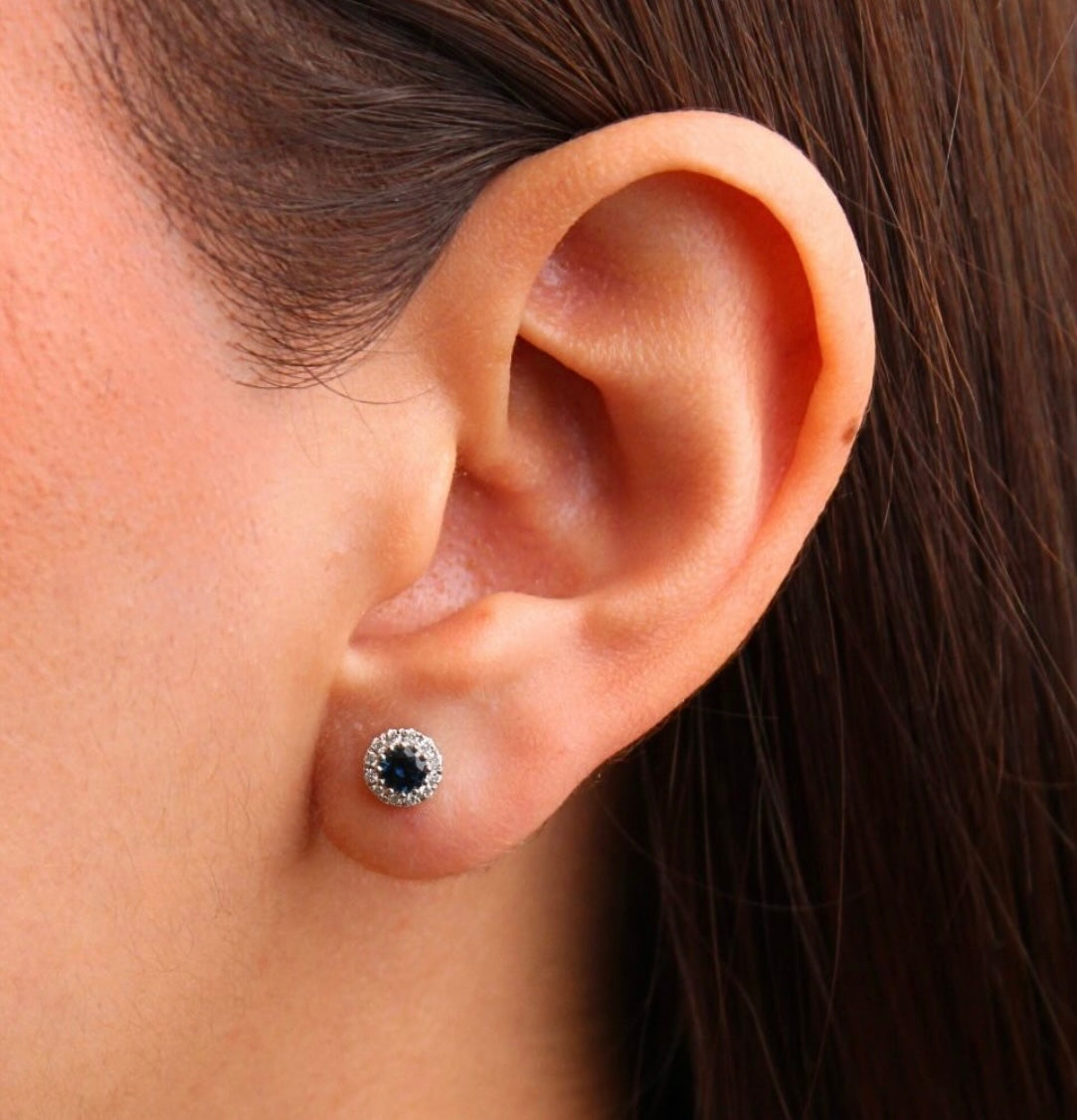 Aretes de zafiro con diamante