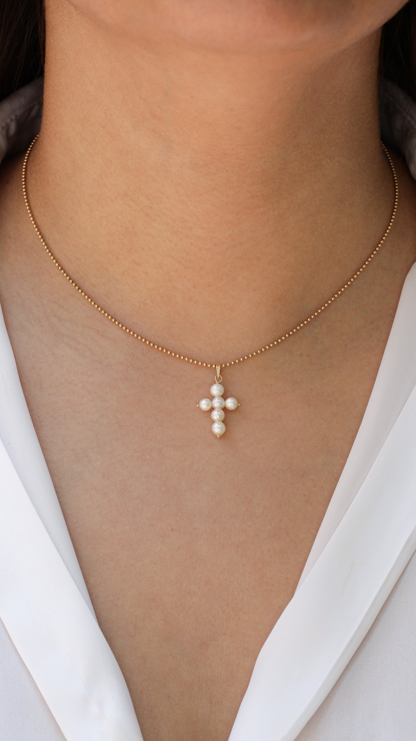Collar Cruz de Perla