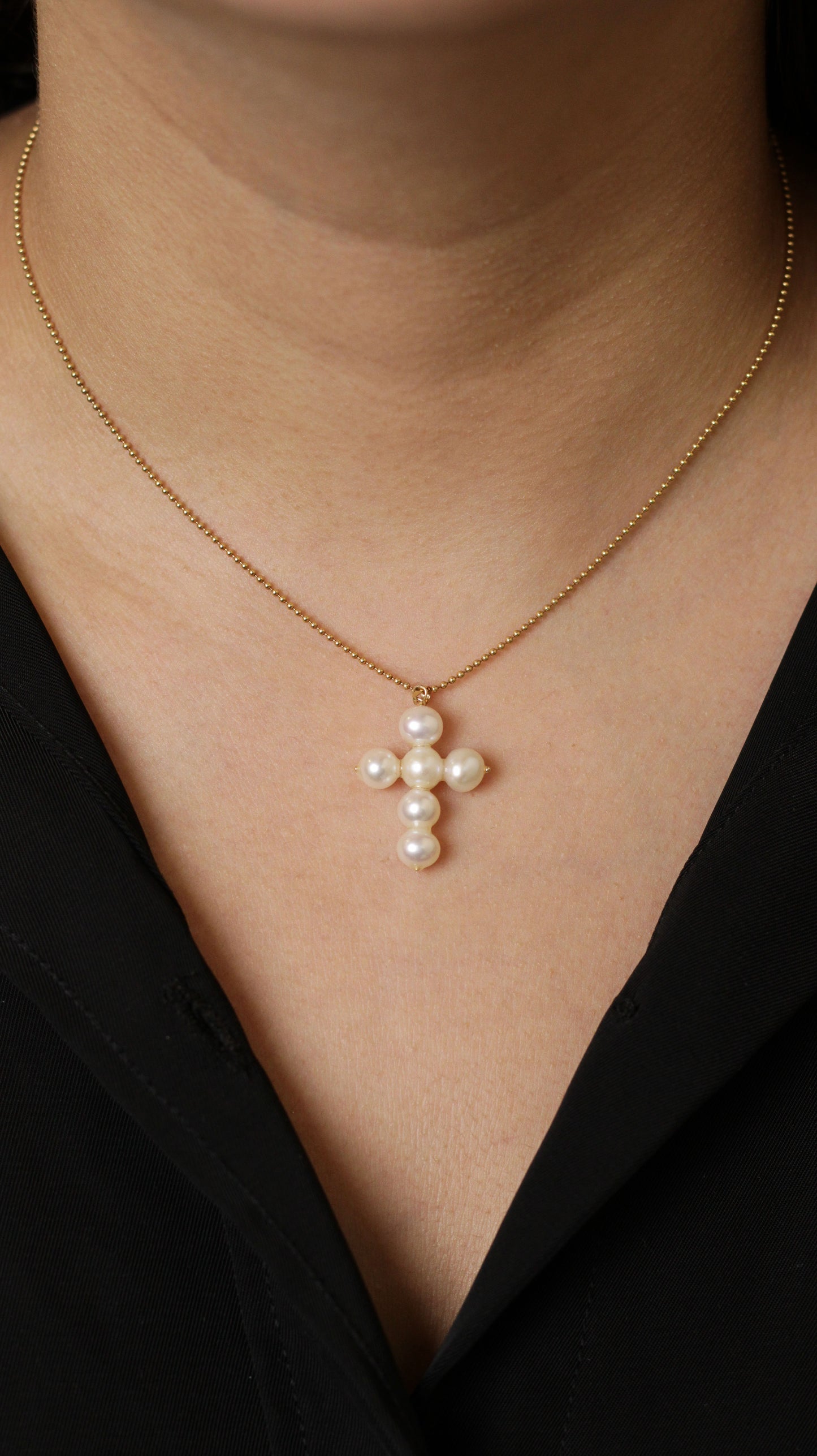 Collar Cruz de Perla XL