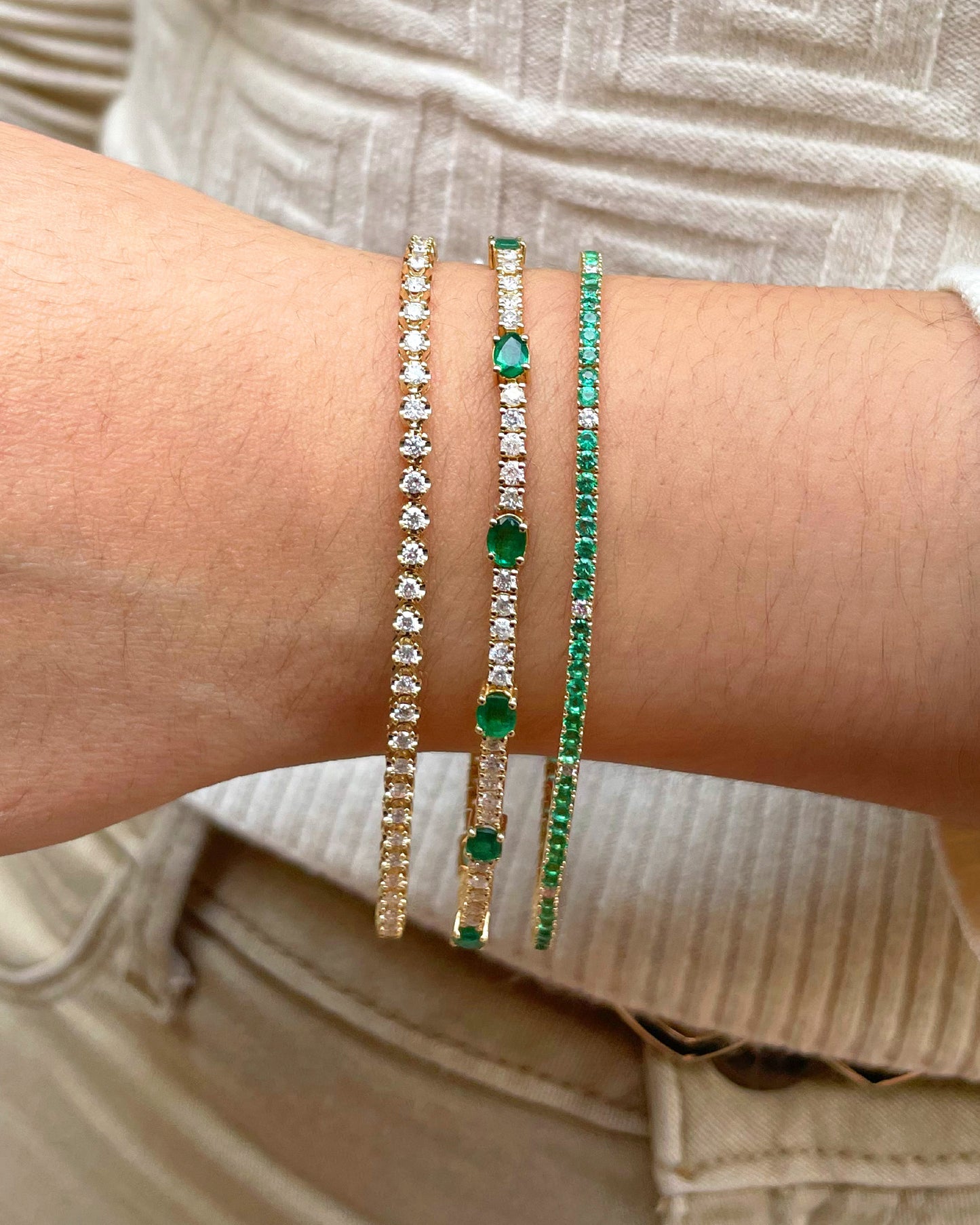 Pulsera tennis de esmeralda