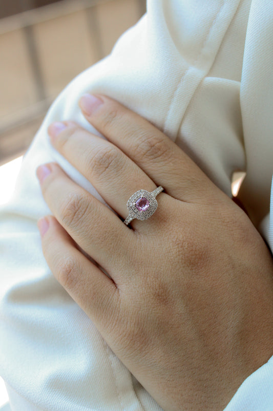 Anillo zafiro rosa