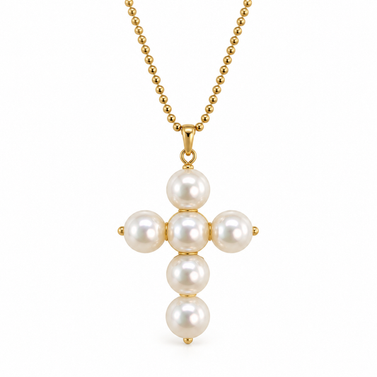 Collar Cruz de Perla XL