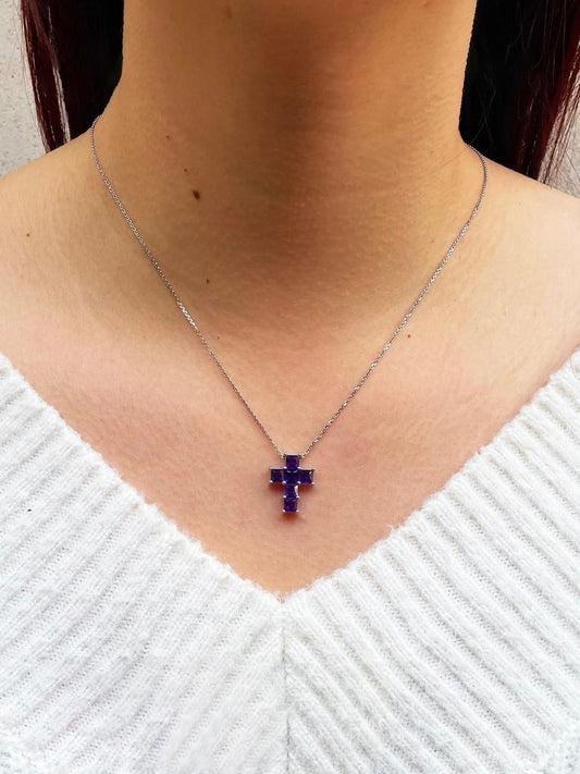 Collar cruz Amatista