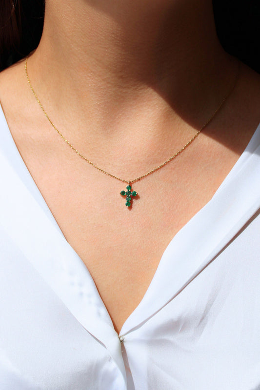 Collar Cruz de esmeraldas