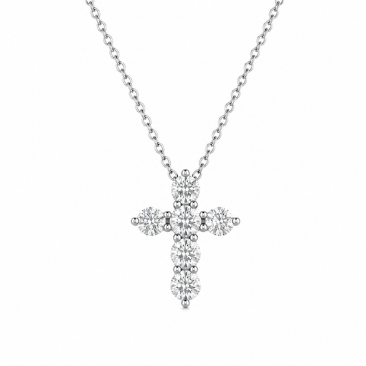 Collar Cruz Oro blanco