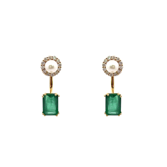 Aretes de esmeralda y perla