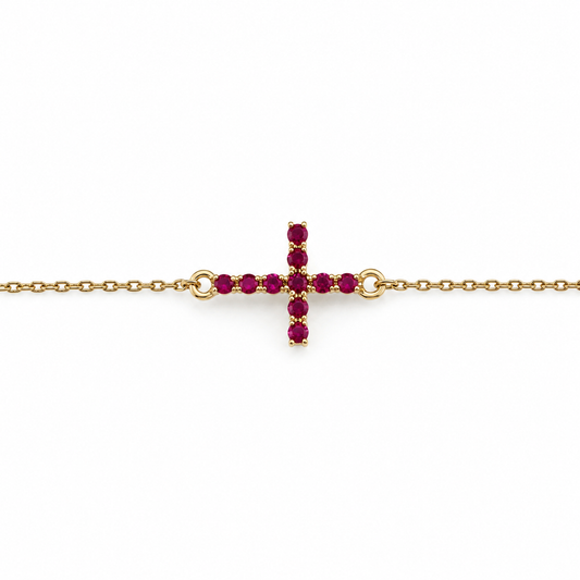 Pulsera Cruz Rubí