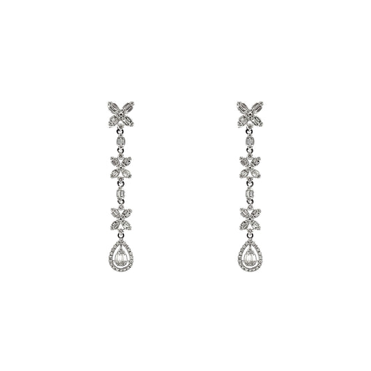 Aretes largos como flor