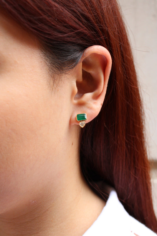 Aretes de esmeralda y diamantes de corazón