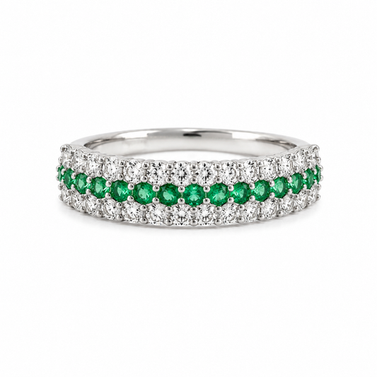 Anillo Riviera Esmeralda Blanco