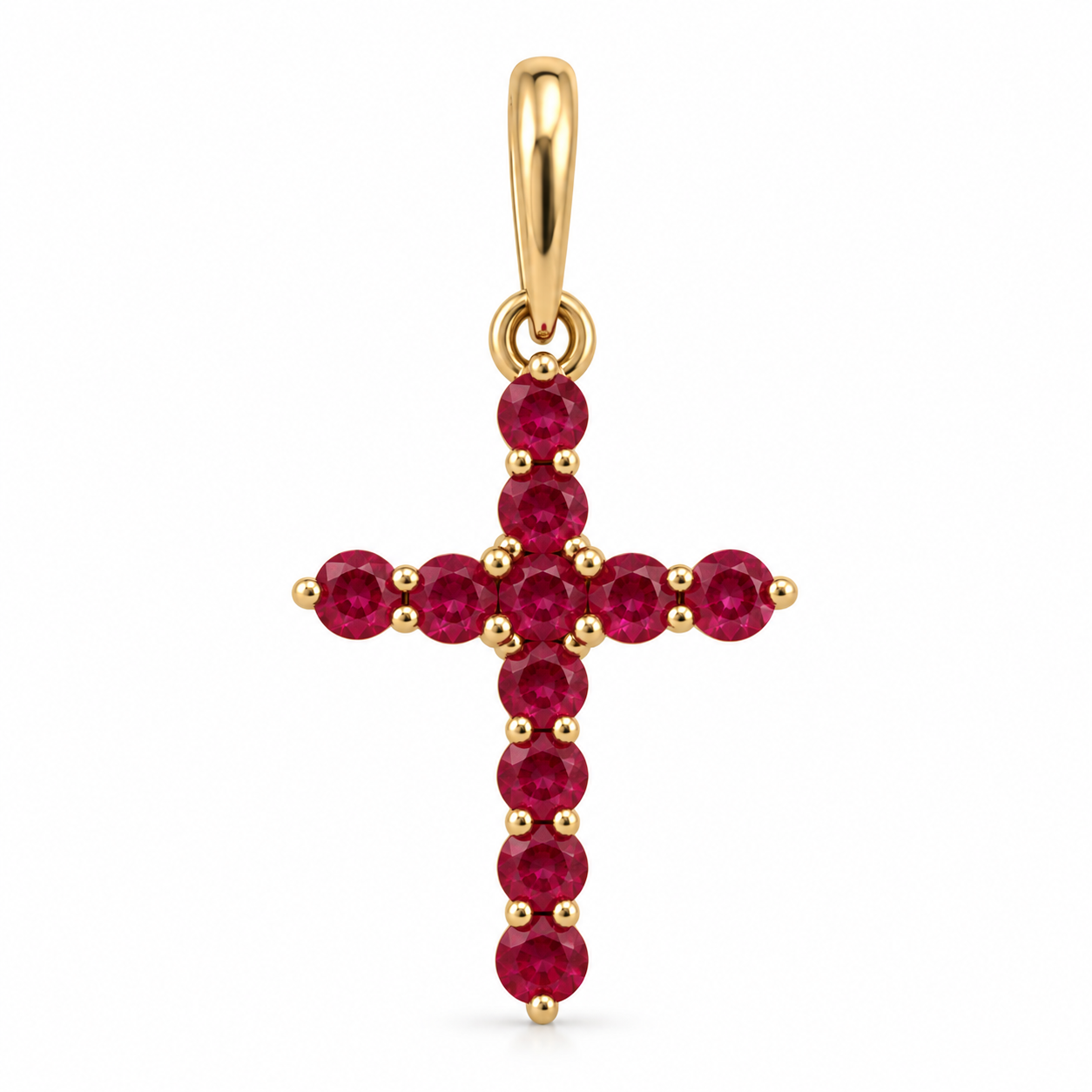 Dije Cruz mini Gold Ruby
