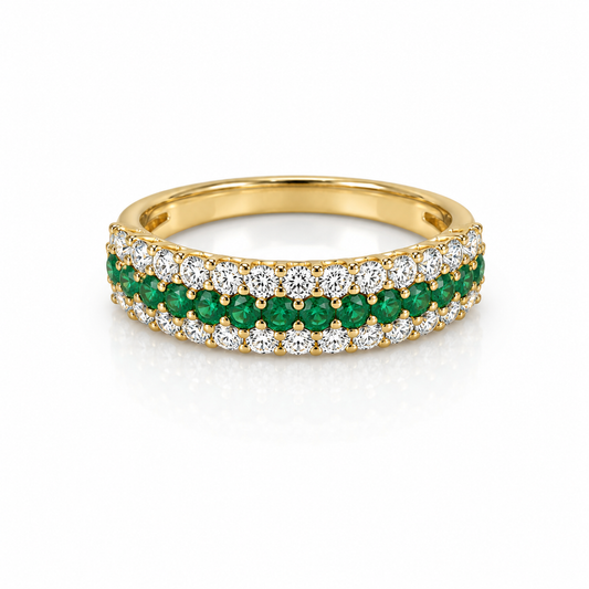 Anillo Riviera Esmeralda Dorado