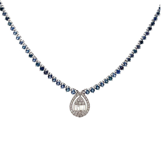 Collar de zafiros con gota de diamante