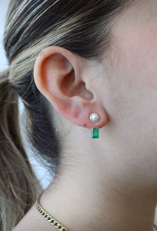 Aretes de esmeralda y perla