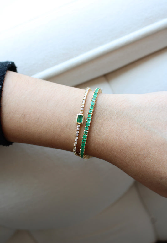 Pulsera de diamantes y esmeralda