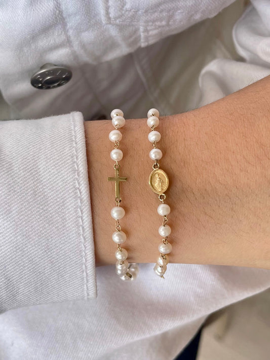 Pulsera rosario de perlas