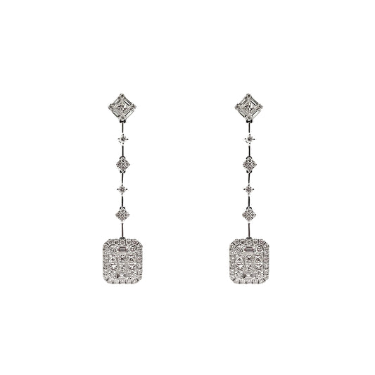 Aretes colgantes con diamantes