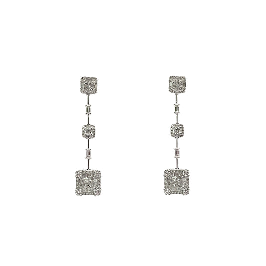 Aretes colgantes con diamantes