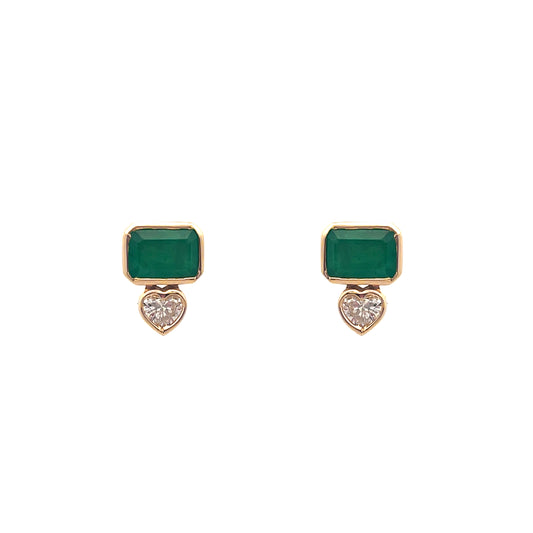 Aretes de esmeralda y diamantes de corazón