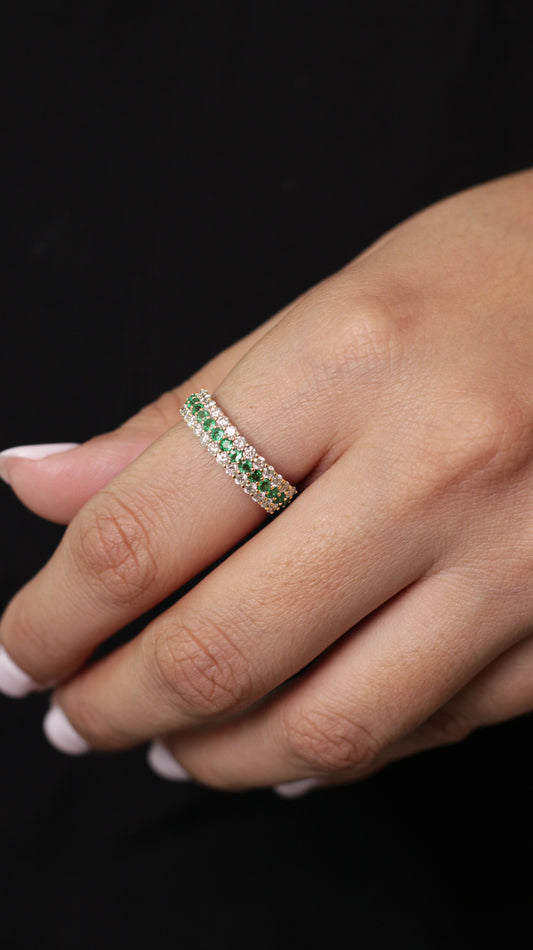 Anillo Riviera Esmeralda Dorado