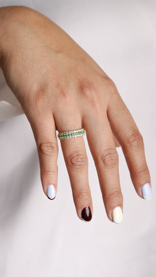 Anillo Riviera Esmeralda Dorado
