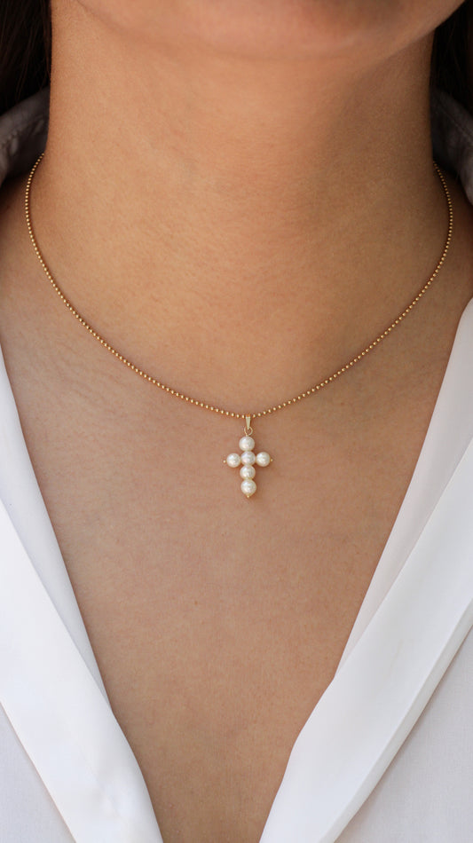 Collar Cruz de Perla