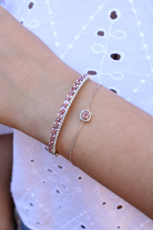 Pulsera con diamante rosa