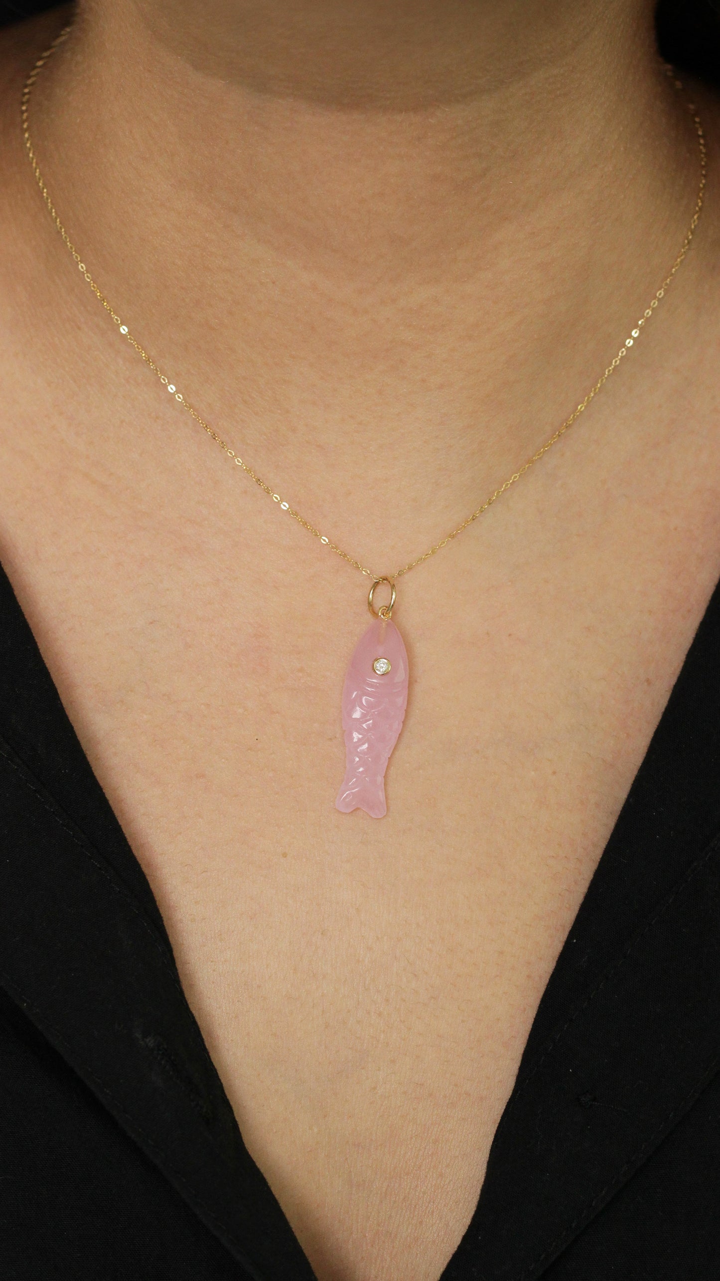 Dije Pez Cuarzo Rosa