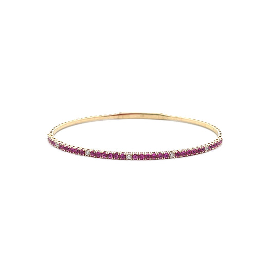 Pulsera rígida de zafiro rosa